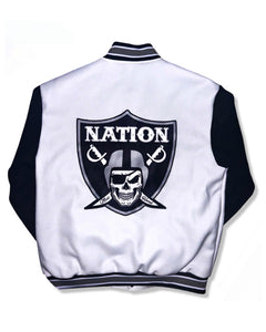 Skull Varsity Letterman(White/Black)