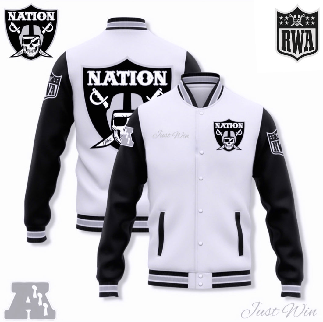 Skull Varsity Letterman(White/Black)