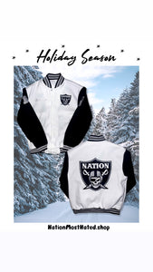 Skull Varsity Letterman(White/Black)