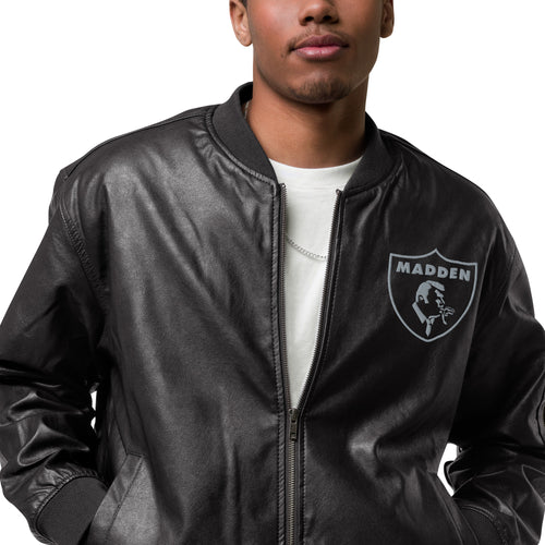 MADDEN SILHOUTTE LEATHER BOMBER JACKET(SILVER)